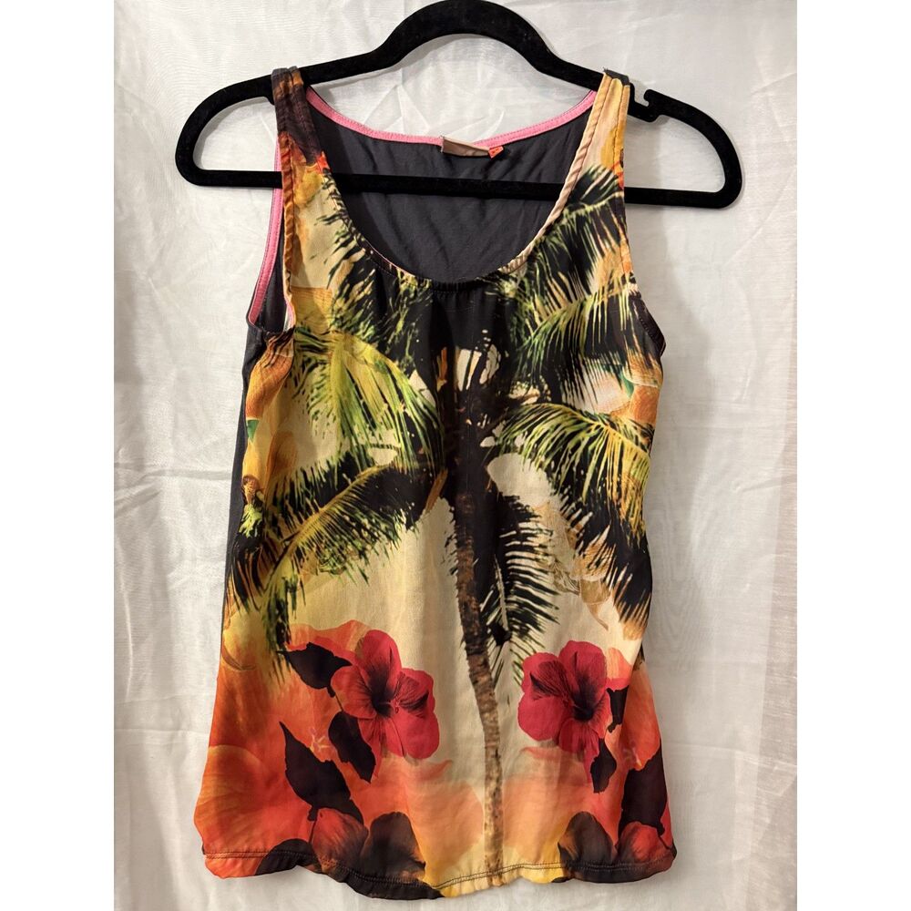ONLY Tropical Hibiscus & Palm Print Top — XS